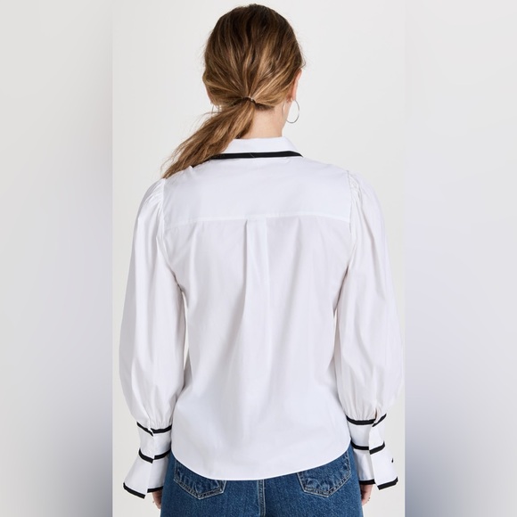 Alice + Olivia White Blouse with Black Accents Size XL/LG - Picture 7 of 13